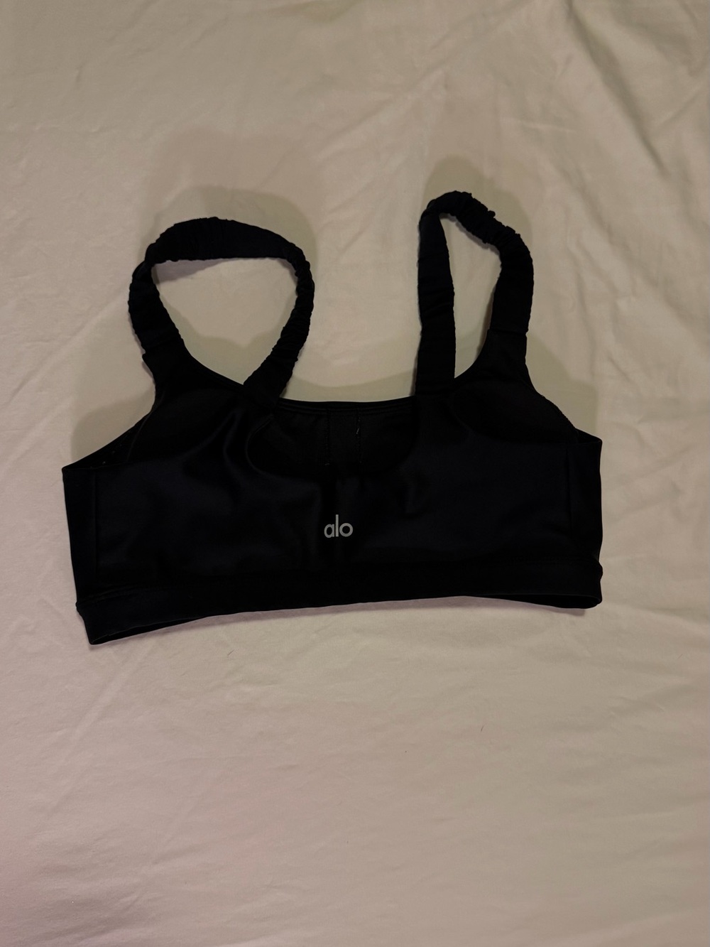 ALO Yoga Black Ruched-Strap Sports Bra (M) and High-Rise Leggings(S) - Picture 6 of 7